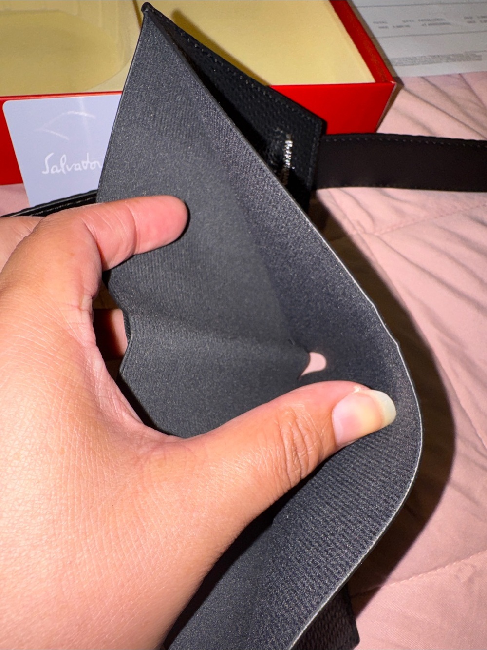 Salvatore Ferragamo Black Leather Belt and Black Textured Wallet Set - Picture 9 of 9